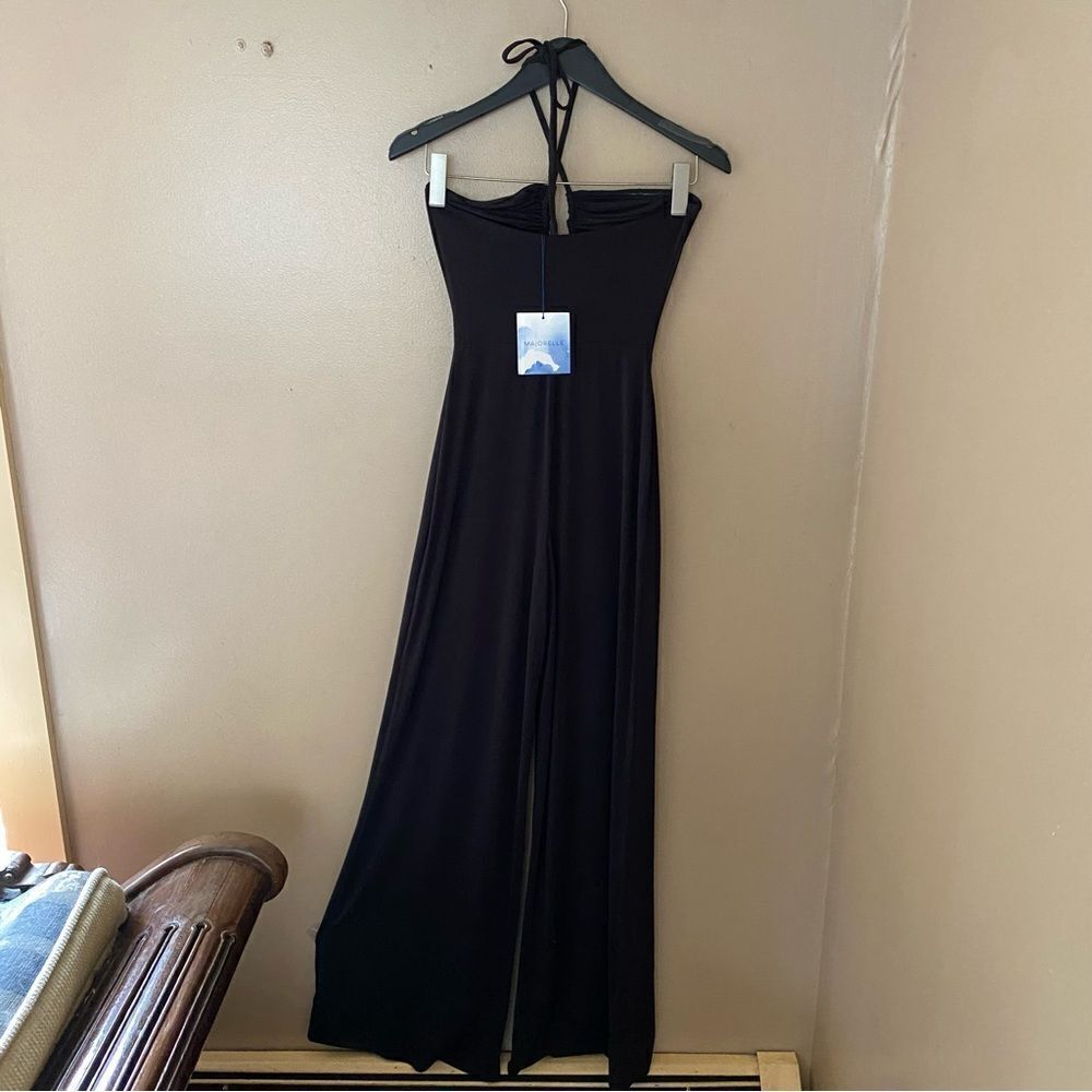 NWT Majorelle Mika Jumpsuit Black jersey wide leg halter tie Revolve XS - Picture 8 of 14